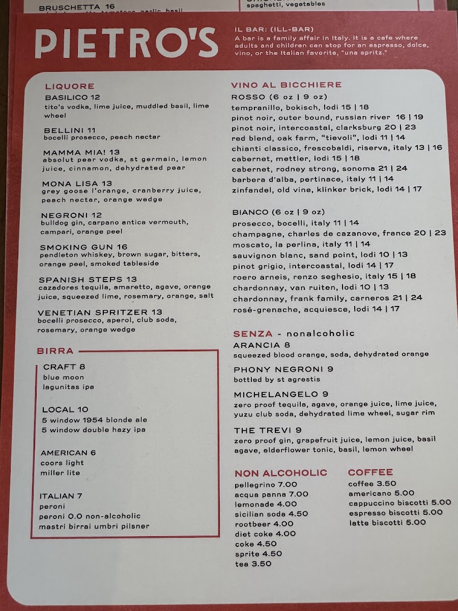 Pietro's Trattoria Menu - Image 2