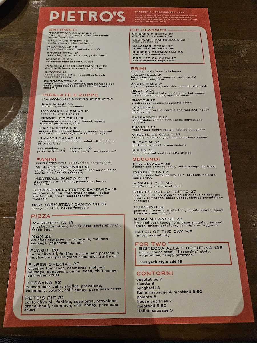 Pietro's Trattoria Menu - Image 5